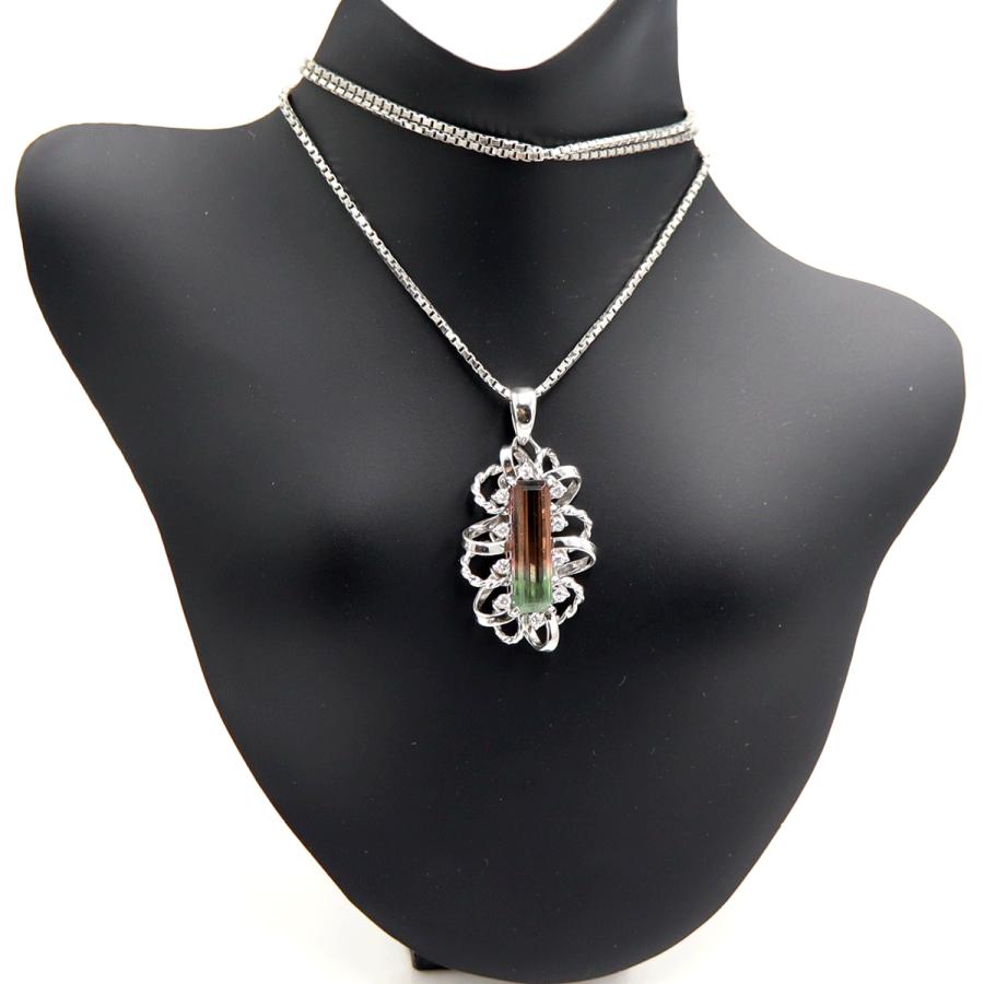 Pt900/Pt1000トルマリンネックレス　D0.20ct　ネックレス長さ40cm　重量12.97ｇ(石の重量含む) 　レディース(中古)