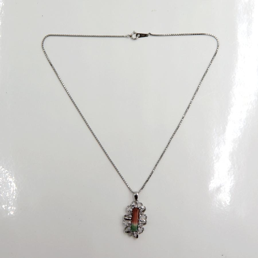 Pt900/Pt1000トルマリンネックレス　D0.20ct　ネックレス長さ40cm　重量12.97ｇ(石の重量含む) 　レディース(中古)