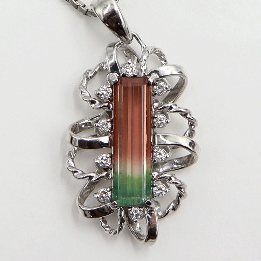 Pt900/Pt1000トルマリンネックレス　D0.20ct　ネックレス長さ40cm　重量12.97ｇ(石の重量含む) 　レディース(中古)