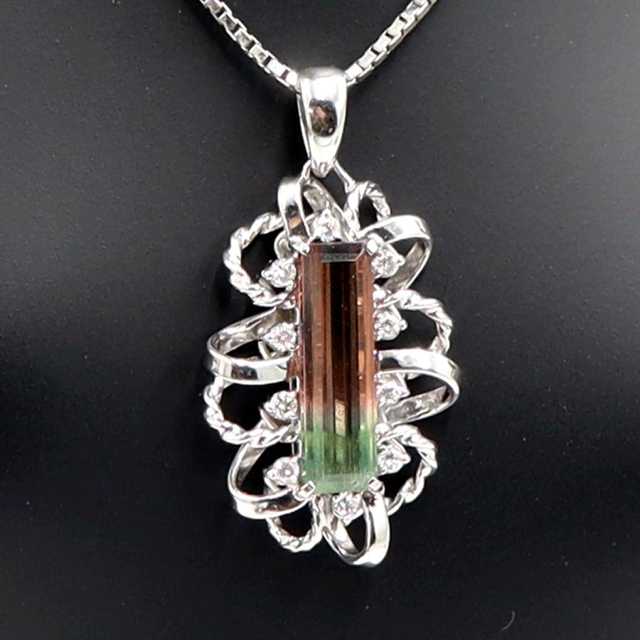 Pt900/Pt1000トルマリンネックレス　D0.20ct　ネックレス長さ40cm　重量12.97ｇ(石の重量含む) 　レディース(中古)