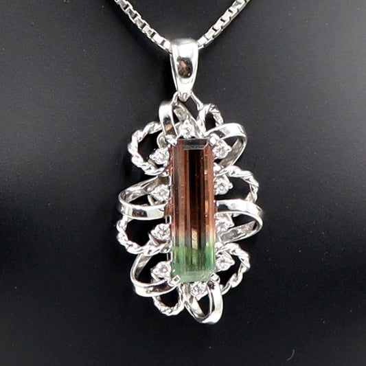 Pt900/Pt1000トルマリンネックレス　D0.20ct　ネックレス長さ40cm　重量12.97ｇ(石の重量含む) 　レディース(中古)