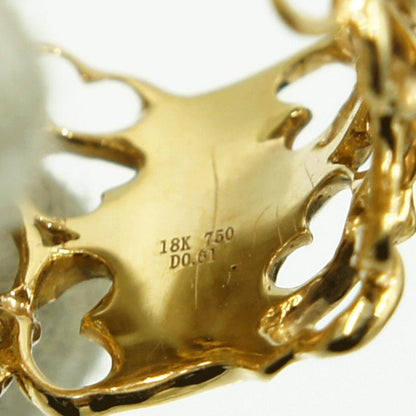 750ダイヤモンドリング「フラワー＆バタフライ」　D0.61ct　リングサイズ15号　重量10.15ｇ(石の重量含む)（中古）