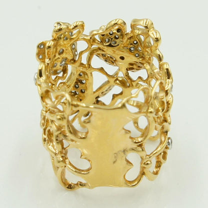 750ダイヤモンドリング「フラワー＆バタフライ」　D0.61ct　リングサイズ15号　重量10.15ｇ(石の重量含む)（中古）