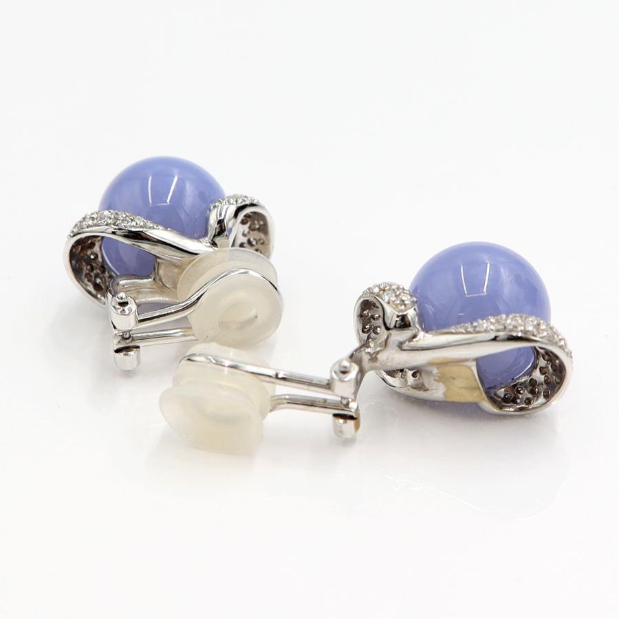 18Kブルーカルセドニーイヤリング　重量13.25ｇ(両耳・石の重量含む)　（中古）