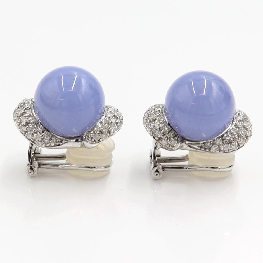 18Kブルーカルセドニーイヤリング　重量13.25ｇ(両耳・石の重量含む)　（中古）