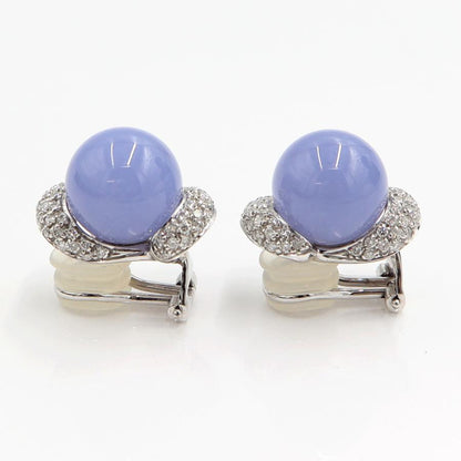 18Kブルーカルセドニーイヤリング　重量13.25ｇ(両耳・石の重量含む)　（中古）