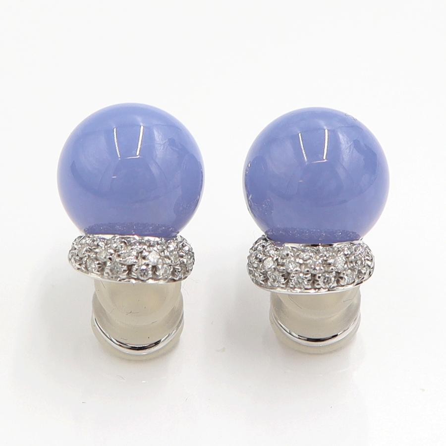 18Kブルーカルセドニーイヤリング　重量13.25ｇ(両耳・石の重量含む)　（中古）
