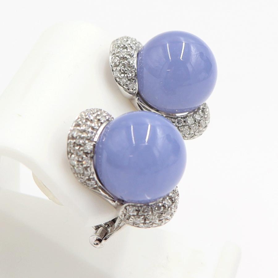 18Kブルーカルセドニーイヤリング　重量13.25ｇ(両耳・石の重量含む)　（中古）