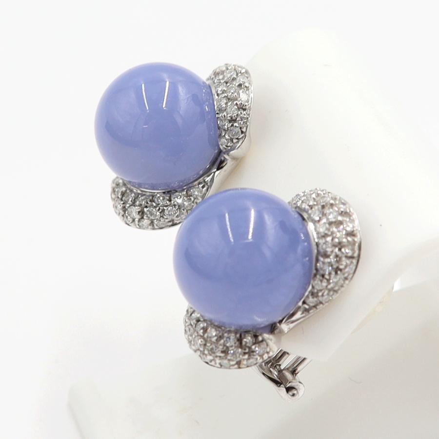 18Kブルーカルセドニーイヤリング　重量13.25ｇ(両耳・石の重量含む)　（中古）