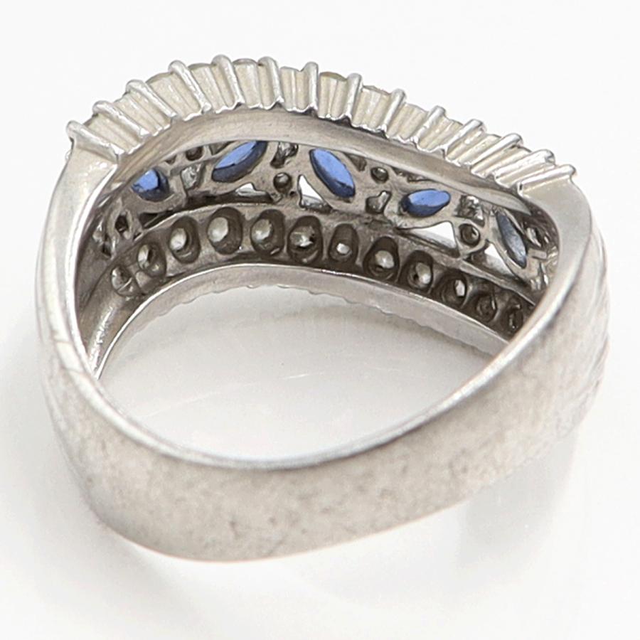 Pt900サファイアダイヤモンドリング　S0.50ct　D0.55ct　リングサイズ13号　重量9.74ｇ(石の重量含む)　レディース（中古）