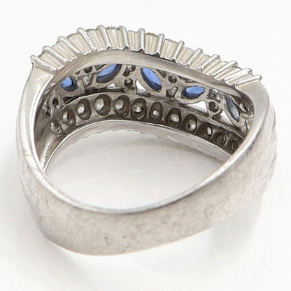 Pt900サファイアダイヤモンドリング　S0.50ct　D0.55ct　リングサイズ13号　重量9.74ｇ(石の重量含む)　レディース（中古）