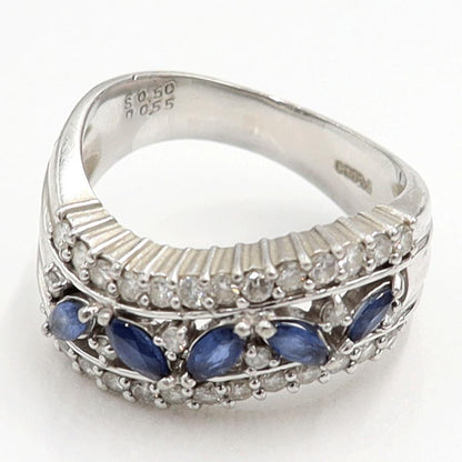 Pt900サファイアダイヤモンドリング　S0.50ct　D0.55ct　リングサイズ13号　重量9.74ｇ(石の重量含む)　レディース（中古）