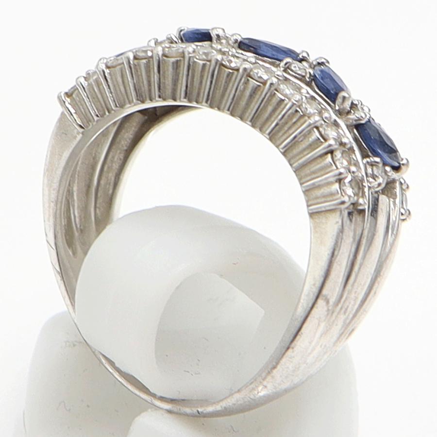 Pt900サファイアダイヤモンドリング　S0.50ct　D0.55ct　リングサイズ13号　重量9.74ｇ(石の重量含む)　レディース（中古）