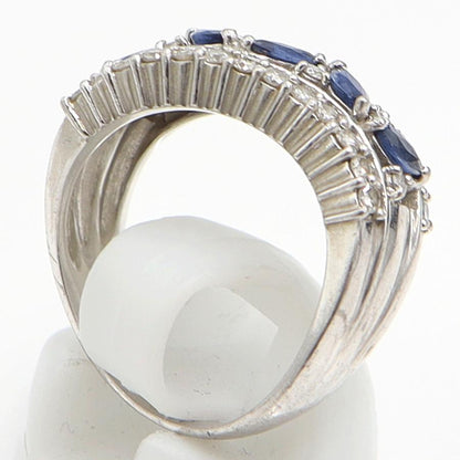 Pt900サファイアダイヤモンドリング　S0.50ct　D0.55ct　リングサイズ13号　重量9.74ｇ(石の重量含む)　レディース（中古）