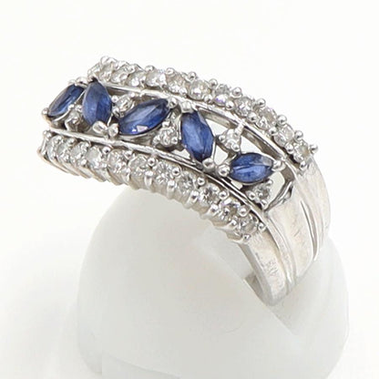 Pt900サファイアダイヤモンドリング　S0.50ct　D0.55ct　リングサイズ13号　重量9.74ｇ(石の重量含む)　レディース（中古）