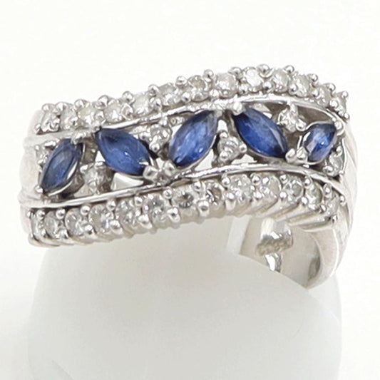 Pt900サファイアダイヤモンドリング　S0.50ct　D0.55ct　リングサイズ13号　重量9.74ｇ(石の重量含む)　レディース（中古）