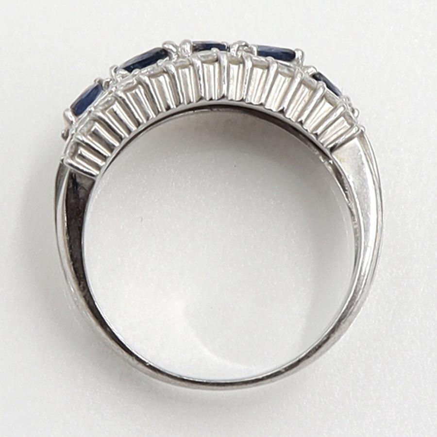 Pt900サファイアダイヤモンドリング　S0.50ct　D0.55ct　リングサイズ13号　重量9.74ｇ(石の重量含む)　レディース（中古）