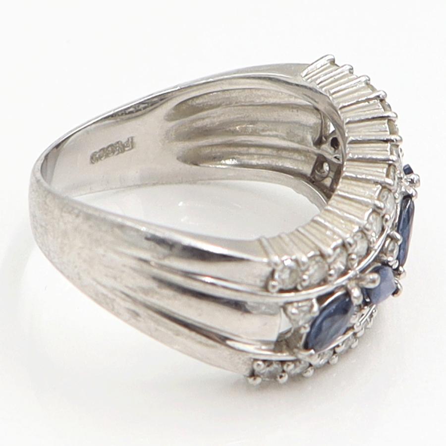 Pt900サファイアダイヤモンドリング　S0.50ct　D0.55ct　リングサイズ13号　重量9.74ｇ(石の重量含む)　レディース（中古）