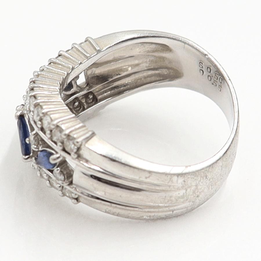 Pt900サファイアダイヤモンドリング　S0.50ct　D0.55ct　リングサイズ13号　重量9.74ｇ(石の重量含む)　レディース（中古）