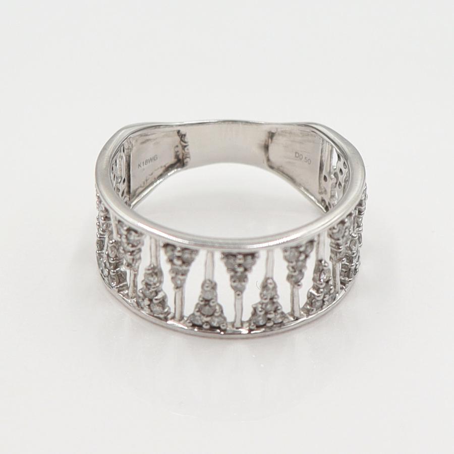 K18WGダイヤリング　D0.50ct　リングサイズ18号　重量3.78ｇ(石の重量含む)(中古)