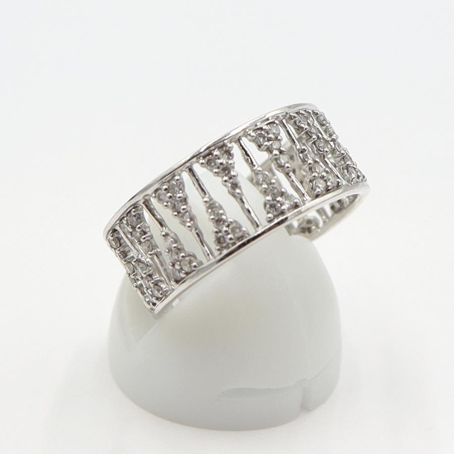 K18WGダイヤリング　D0.50ct　リングサイズ18号　重量3.78ｇ(石の重量含む)(中古)