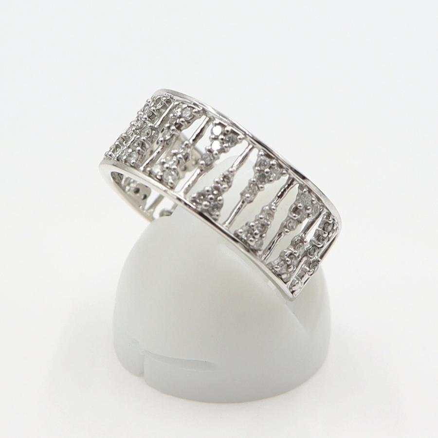 K18WGダイヤリング　D0.50ct　リングサイズ18号　重量3.78ｇ(石の重量含む)(中古)