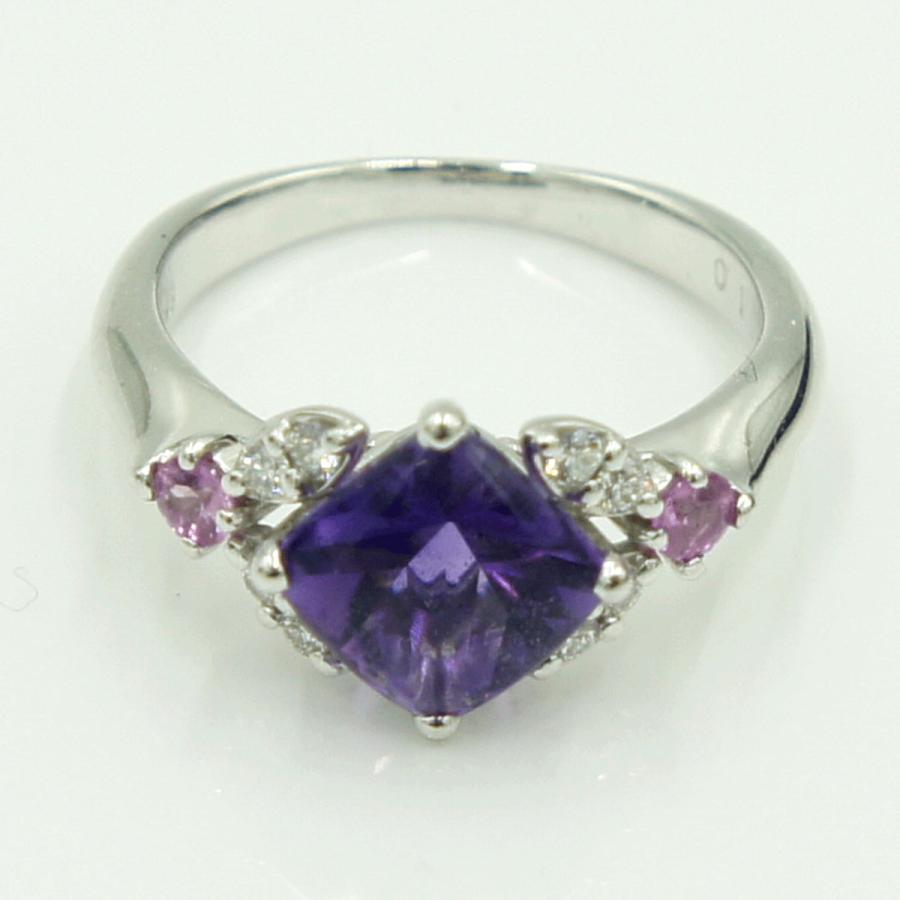 田崎真珠(TASAKI)K18WGアメジストリング　リングサイズ9号　重量4.21ｇ(石の重量含む)　レディース（中古）