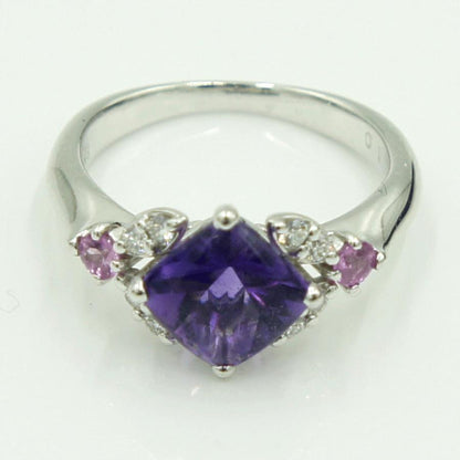 田崎真珠(TASAKI)K18WGアメジストリング　リングサイズ9号　重量4.21ｇ(石の重量含む)　レディース（中古）