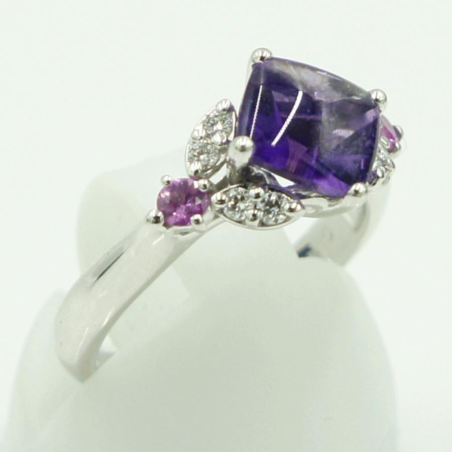 田崎真珠(TASAKI)K18WGアメジストリング　リングサイズ9号　重量4.21ｇ(石の重量含む)　レディース（中古）