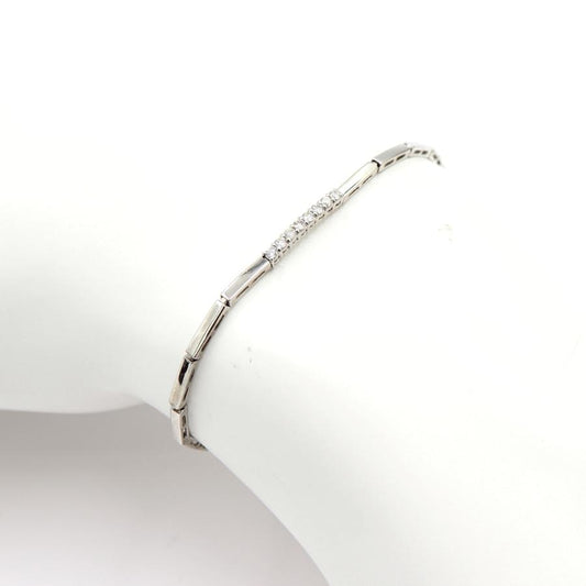 K18WGダイヤモンドブレスレット　D0.17ct　長さ17.0cm　重量5.96ｇ(石の重量含む)（中古）