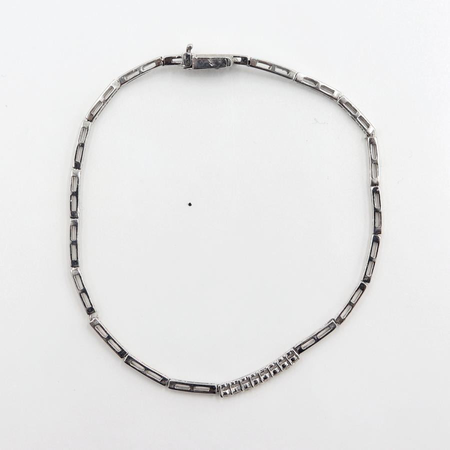 K18WGダイヤモンドブレスレット　D0.17ct　長さ17.0cm　重量5.96ｇ(石の重量含む)（中古）