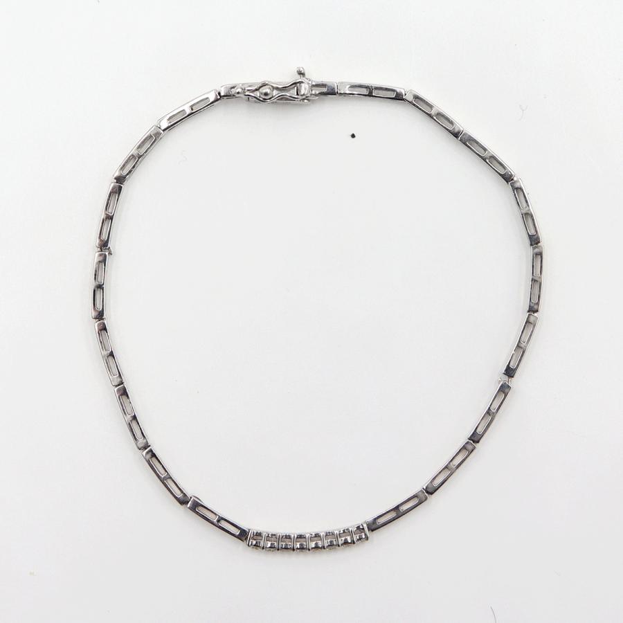 K18WGダイヤモンドブレスレット　D0.17ct　長さ17.0cm　重量5.96ｇ(石の重量含む)（中古）