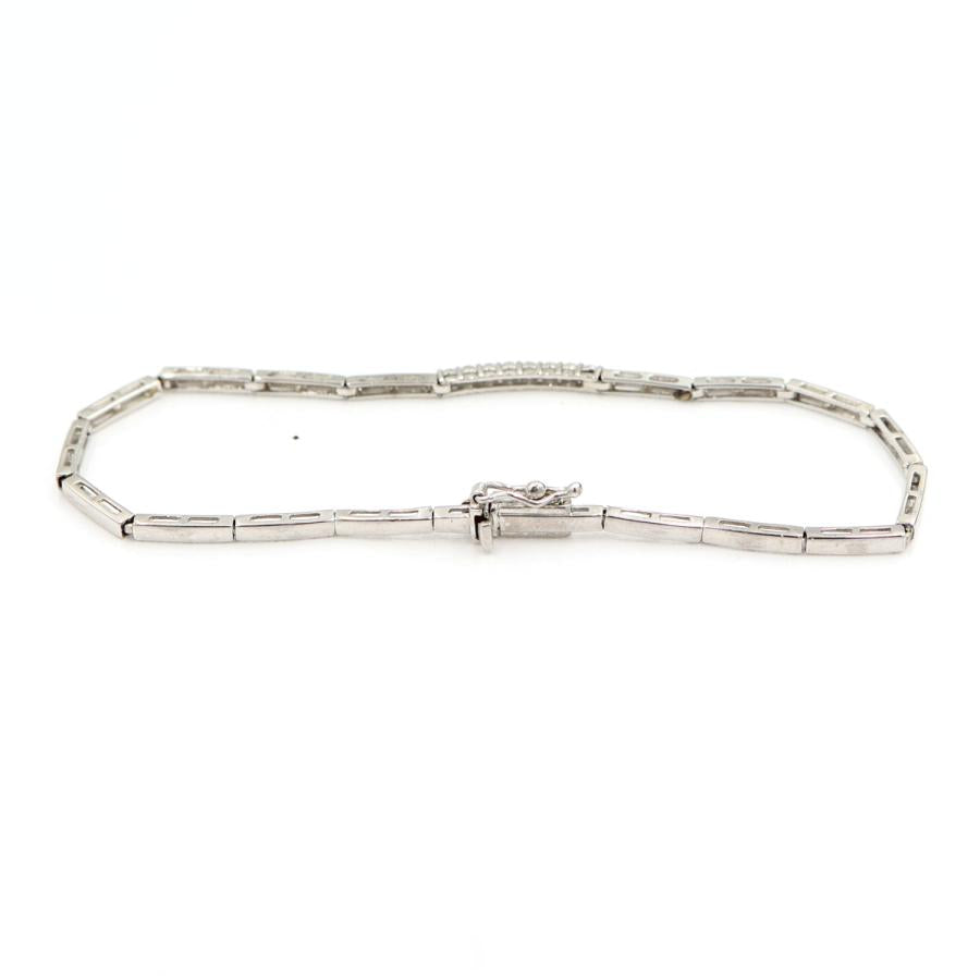 K18WGダイヤモンドブレスレット　D0.17ct　長さ17.0cm　重量5.96ｇ(石の重量含む)（中古）