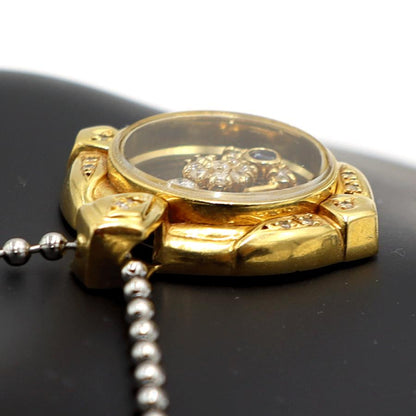 K18サファイヤダイヤモンドペンダントトップ　D0.24ct　重量8.73ｇ　スイング型ギミック　レディース（中古）