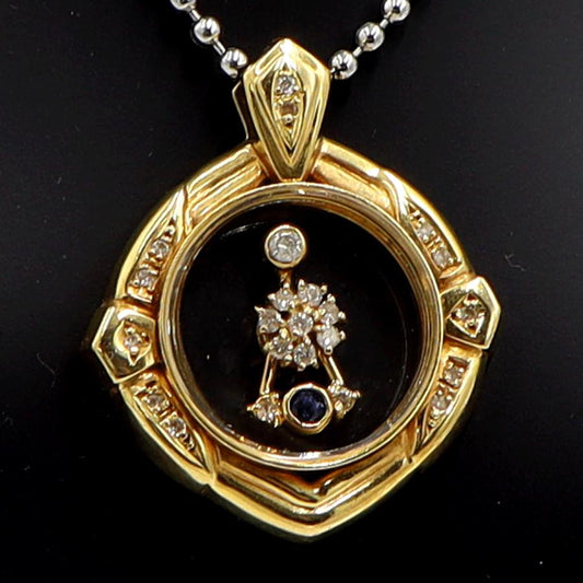 K18サファイヤダイヤモンドペンダントトップ　D0.24ct　重量8.73ｇ　スイング型ギミック　レディース（中古）