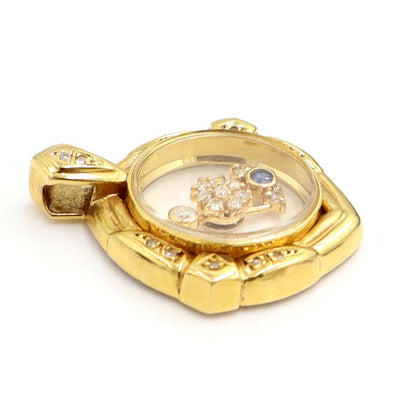 K18サファイヤダイヤモンドペンダントトップ　D0.24ct　重量8.73ｇ　スイング型ギミック　レディース（中古）