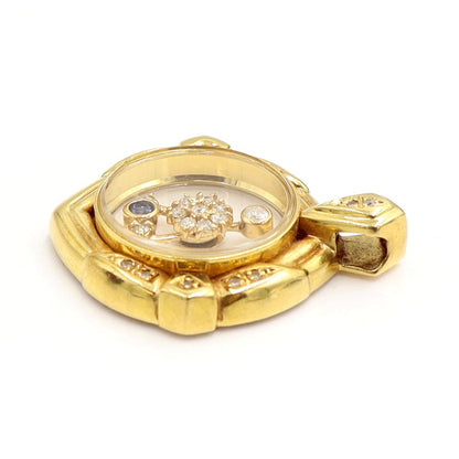 K18サファイヤダイヤモンドペンダントトップ　D0.24ct　重量8.73ｇ　スイング型ギミック　レディース（中古）