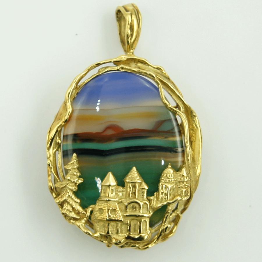 K18メノウペンダントブローチ　重量14.59ｇ　レディース（中古）