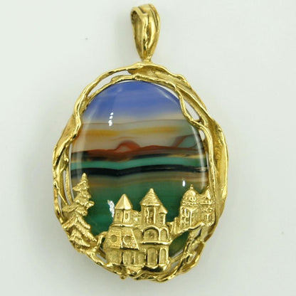 K18メノウペンダントブローチ　重量14.59ｇ　レディース（中古）