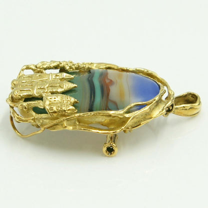 K18メノウペンダントブローチ　重量14.59ｇ　レディース（中古）