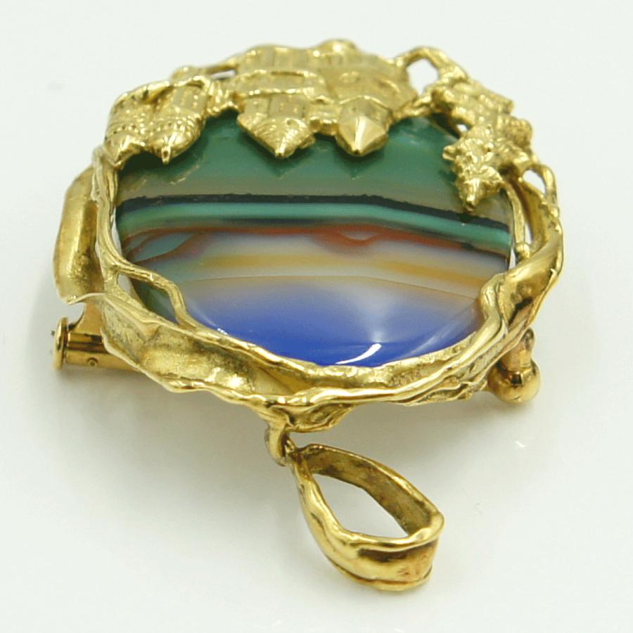 K18メノウペンダントブローチ　重量14.59ｇ　レディース（中古）