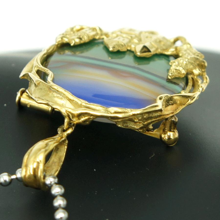 K18メノウペンダントブローチ　重量14.59ｇ　レディース（中古）