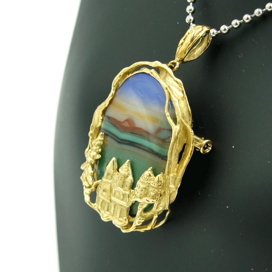 K18メノウペンダントブローチ　重量14.59ｇ　レディース（中古）