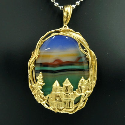 K18メノウペンダントブローチ　重量14.59ｇ　レディース（中古）