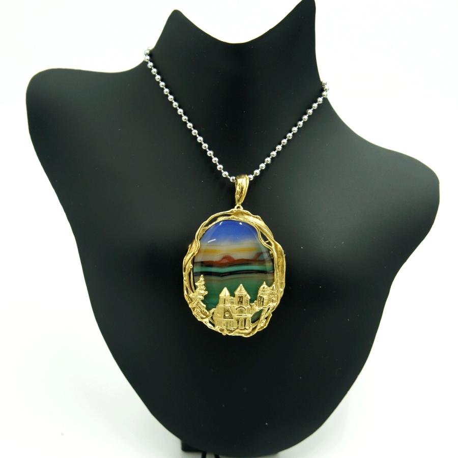 K18メノウペンダントブローチ　重量14.59ｇ　レディース（中古）