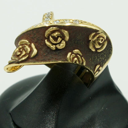 石川義雄(イシカワ ヨシオ)　K18ダイヤモンドリング「バラ」　D0.33ct　リングサイズ14号　重量9.77ｇ(石の重量含む)　薔薇　レディース（中古）