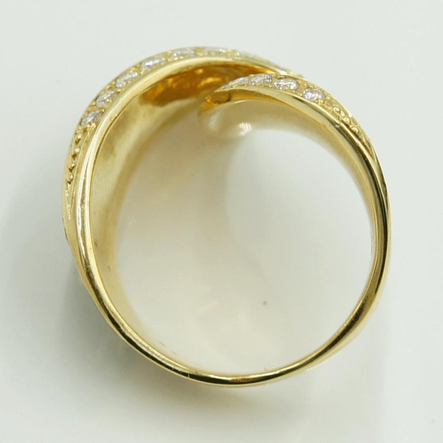 石川義雄(イシカワ ヨシオ)　K18ダイヤモンドリング「バラ」　D0.33ct　リングサイズ14号　重量9.77ｇ(石の重量含む)　薔薇　レディース（中古）