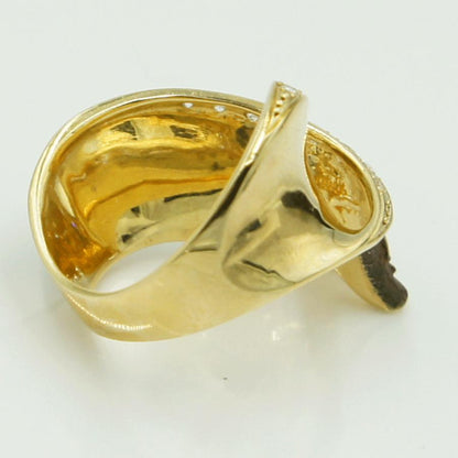 石川義雄(イシカワ ヨシオ)　K18ダイヤモンドリング「バラ」　D0.33ct　リングサイズ14号　重量9.77ｇ(石の重量含む)　薔薇　レディース（中古）