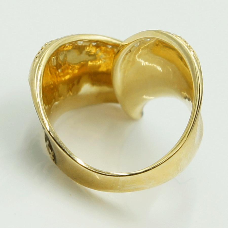 石川義雄(イシカワ ヨシオ)　K18ダイヤモンドリング「バラ」　D0.33ct　リングサイズ14号　重量9.77ｇ(石の重量含む)　薔薇　レディース（中古）