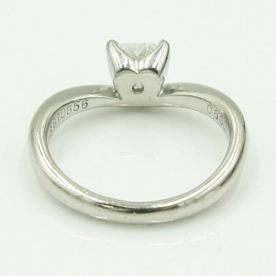 Pt900ハートダイヤモンドリング　D0.630ct　リングサイズ8号　重量4.98ｇ(石の重量含む)（中古）